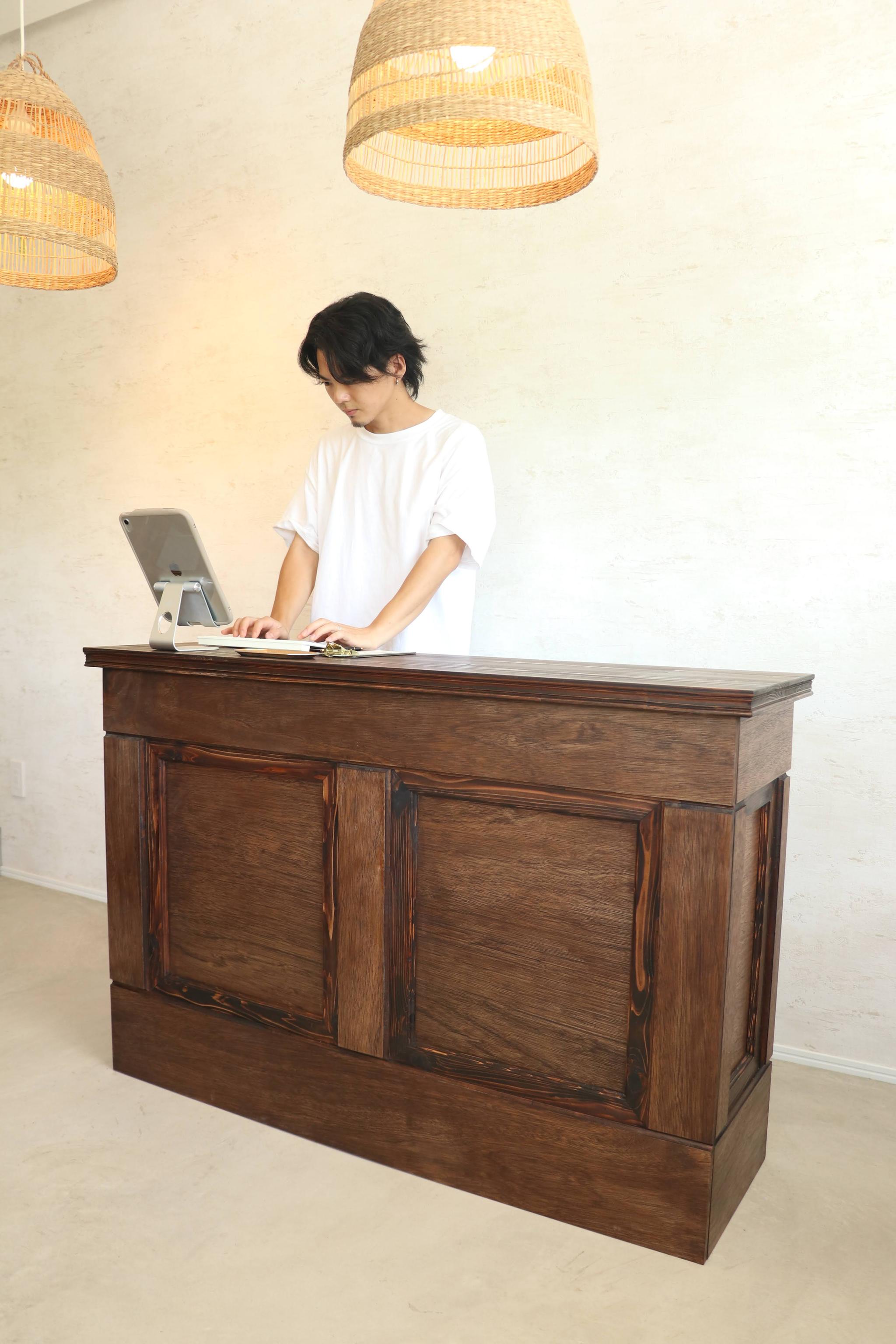 折畳みアンティークレジカウンター 折たたみテーブル プランツスタンド 水槽 商品ディスプレイ 店舗什器 マルシェ | 9枚目